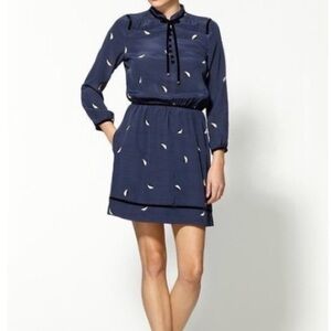 Juicy Couture Women’s Long Sleeve 100% Silk Purple Dress Feather Trimmed Sz 2